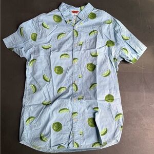 Urban Pipeline Men’s Short Sleeve Button Down, Size M, Lime Print